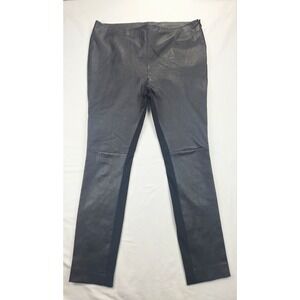 Akris Punto Fancy Pants Black Lamb Leather Front Knit Back US 12 Msrp $1490